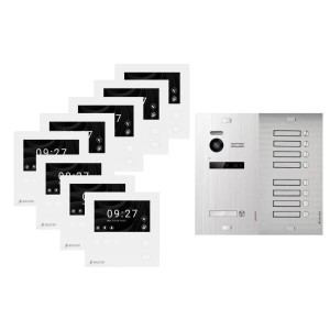 Balter Evo-HD-Mini Video Türsprechanlage für 9-Familienhaus mit Monitoren und Türstation.