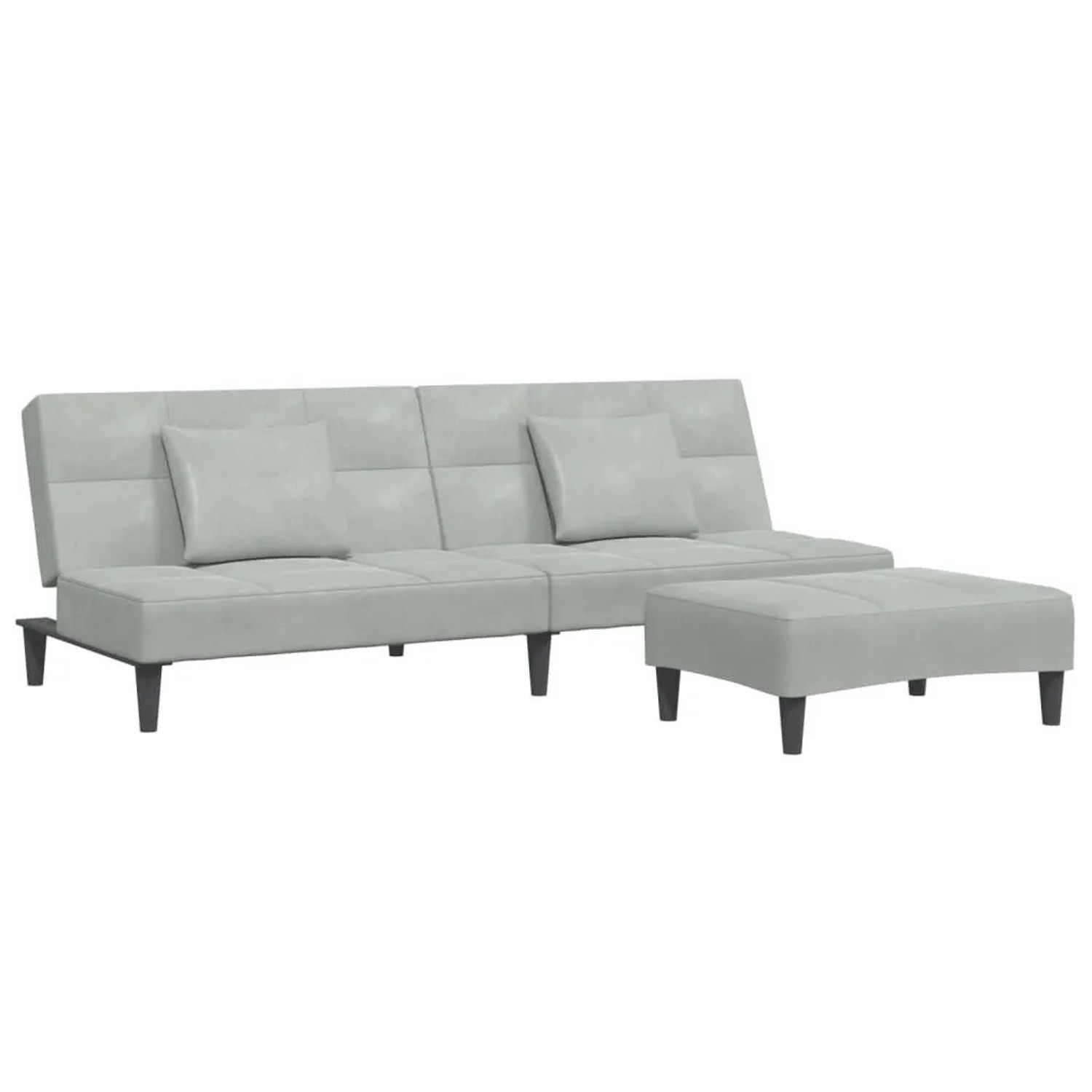 vidaXL Schlafsofa 2-Sitzer mit Fußhocker Hellgrau Samt 3258110 günstig online kaufen