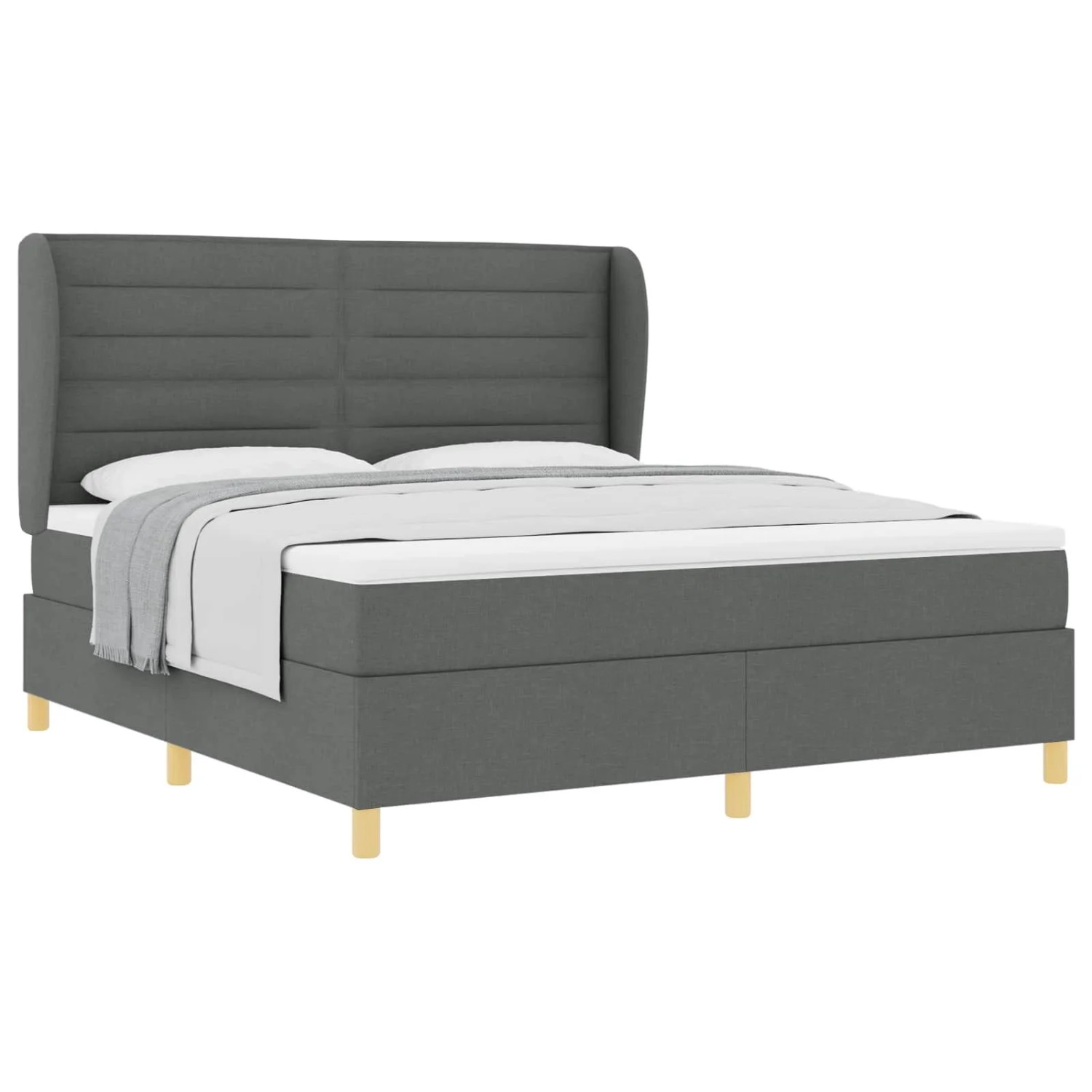 vidaXL Boxspringbett mit Matratze Dunkelgrau 90x190 cm Dunkelgrau 3340705 günstig online kaufen