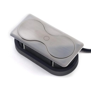 SOTECH Doppel Einbausteckdose Eckig Edelstahloptik Gebürstet mit Schuko USB