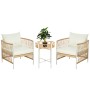 Outsunny Gartenmöbel Set aus Rattan, gelbe Sessel mit Tisch und cremefarbenen Kissen.