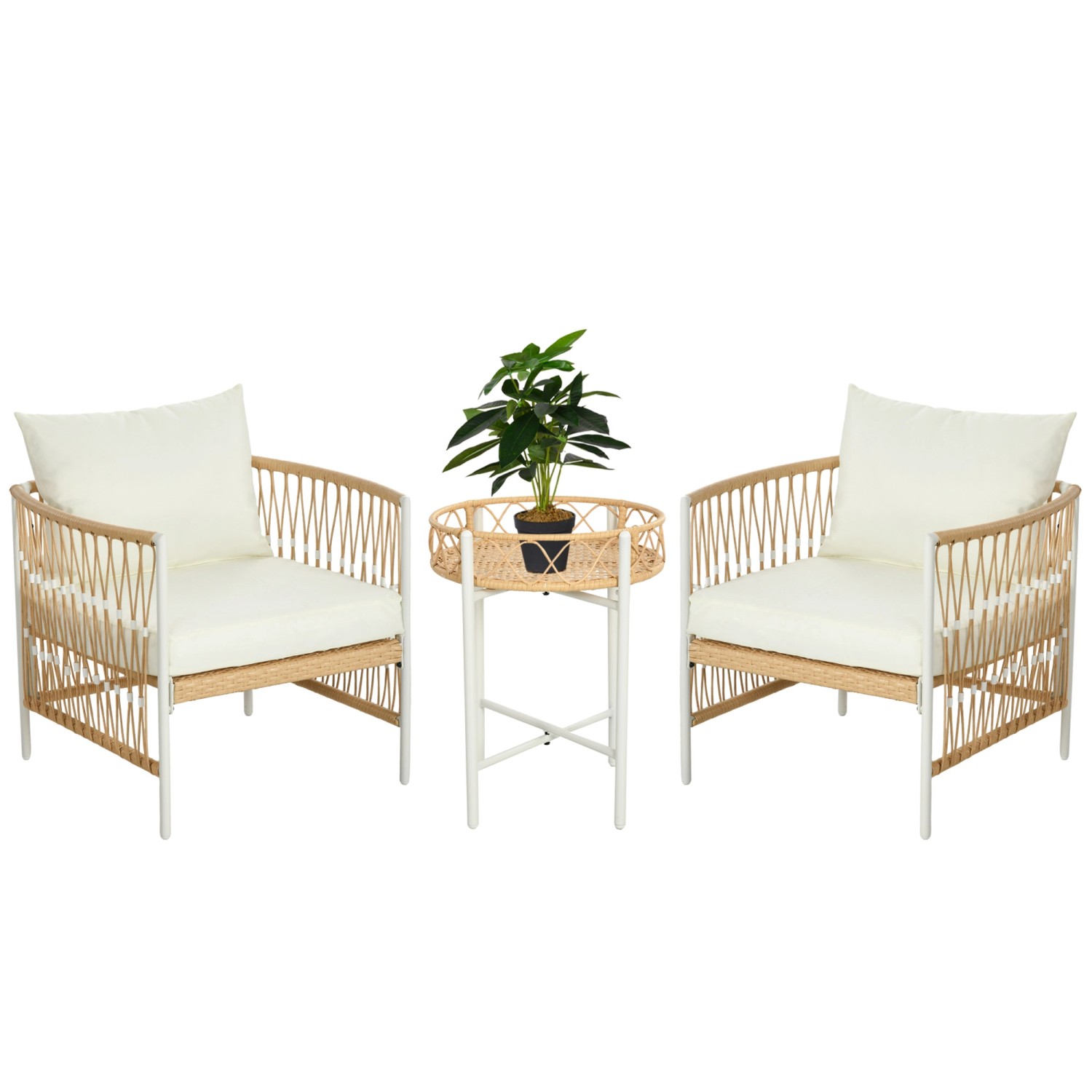 Outsunny Gartenmöbel Set PE Rattan Polyester Gelb 72L x 66B x 64H cm günstig online kaufen