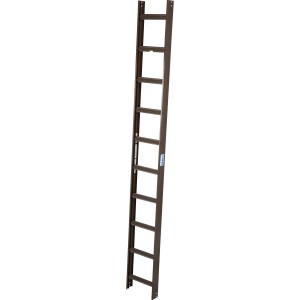 Braune Krause Kaminkehrerleiter mit 10 Sprossen aus Aluminium für den sicheren Aufstieg.