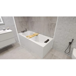 Rechteckige Bad Land Badewanne VITAE 180x80 mit Zubehör im Badezimmer.