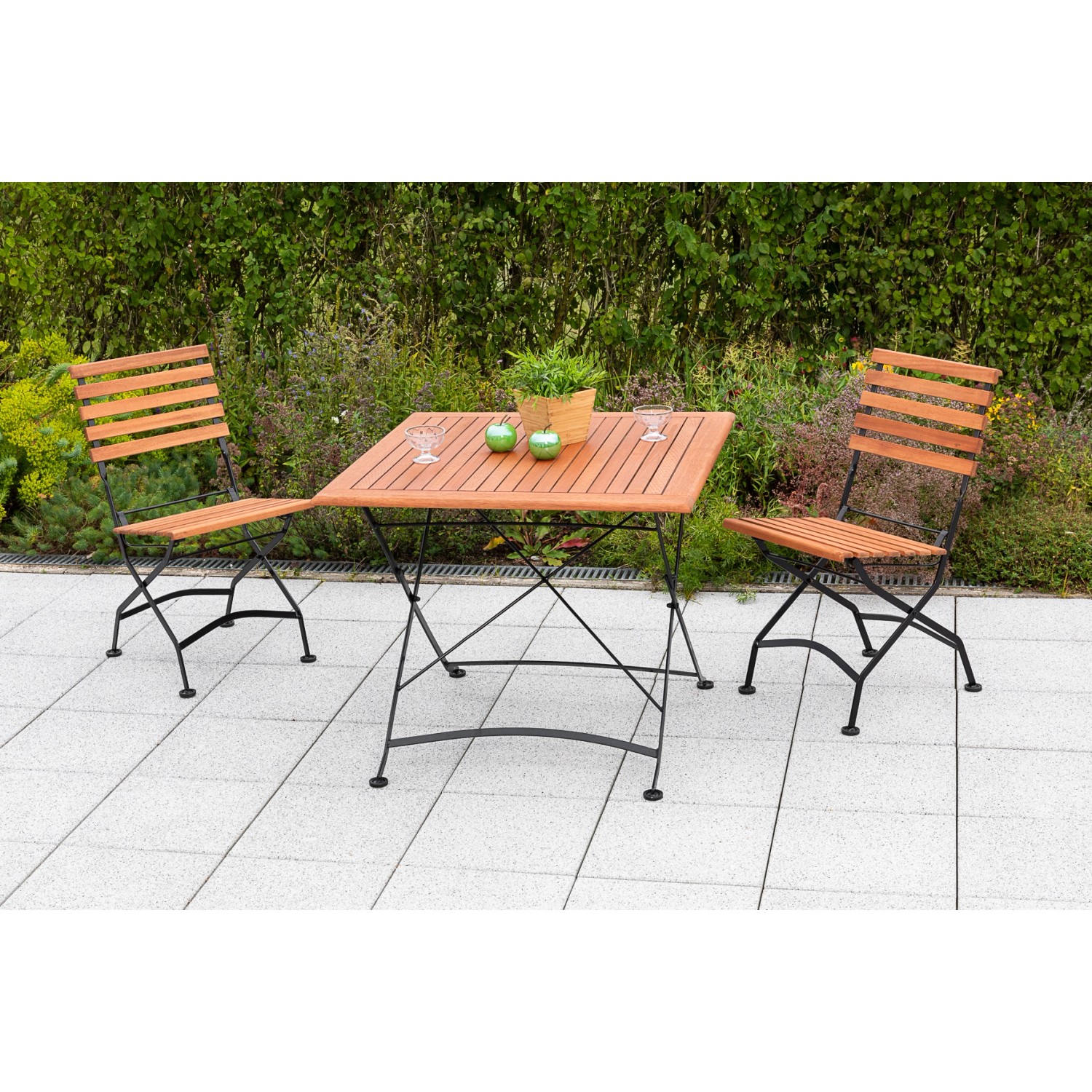 Merxx Schlossgarten Set 3-tlg. 2 Klappstühle Klapptisch 90 x 90 cm günstig online kaufen