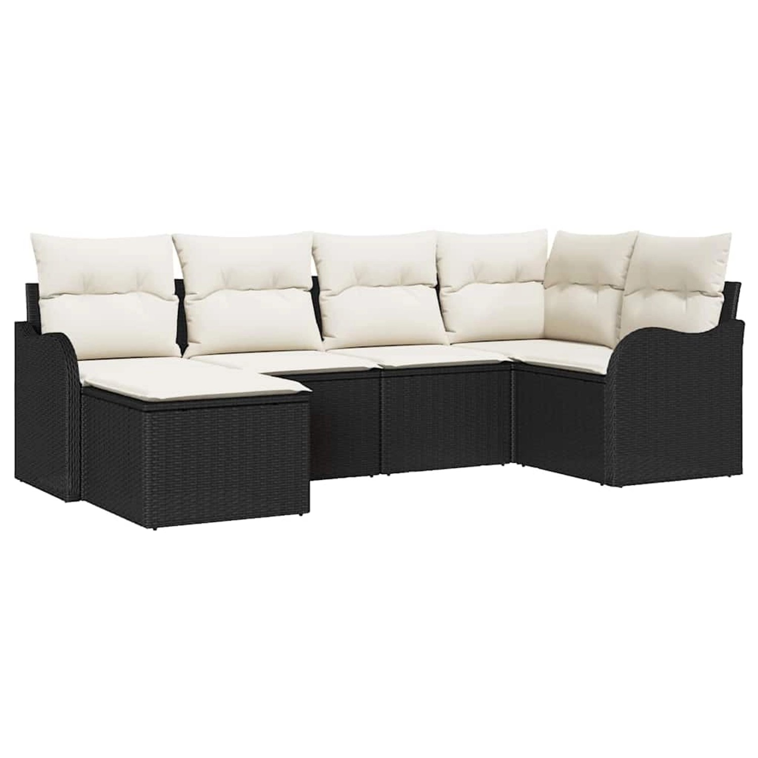 vidaXL Garten-Sofa-Set mit Kissen 6-Tlg Schwarz Poly Rattan 3345767 günstig online kaufen