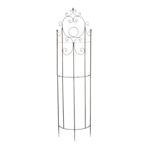 DELUKE Rankgitter KNUT, 200cm hohes Metall Rankgitter in Bronze mit Zierelementen für Kletterpflanzen.