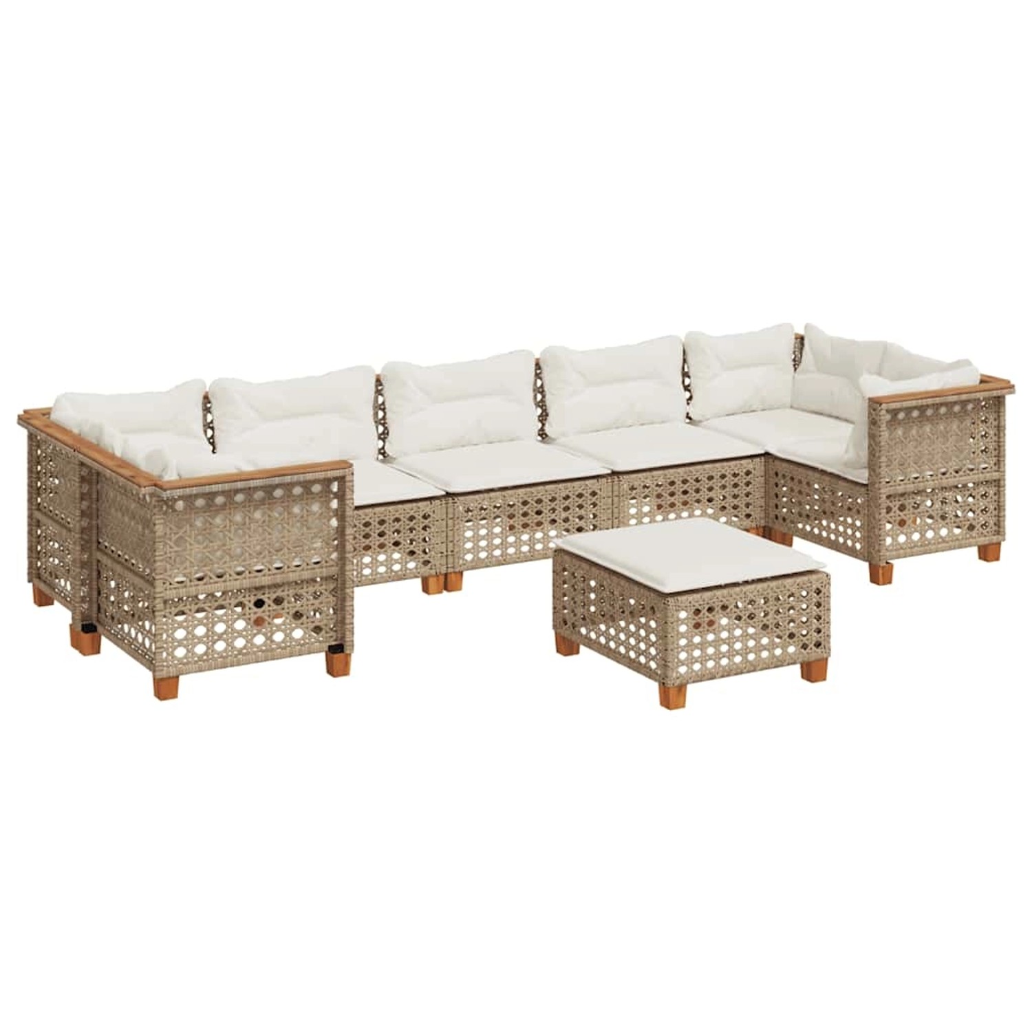vidaXL 8-Tlg Garten-Sofagarnitur mit Kissen Beige Poly Rattan 3261766 günstig online kaufen