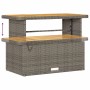 Graues vidaXL Garten-Bar-Set aus Polyrattan mit Holzplatte, höhenverstellbar.