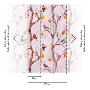 A.S. Création Fototapete mit Vögeln, Baum und Ästen in Rosa, 159x280cm. FSC®-zertifiziert.