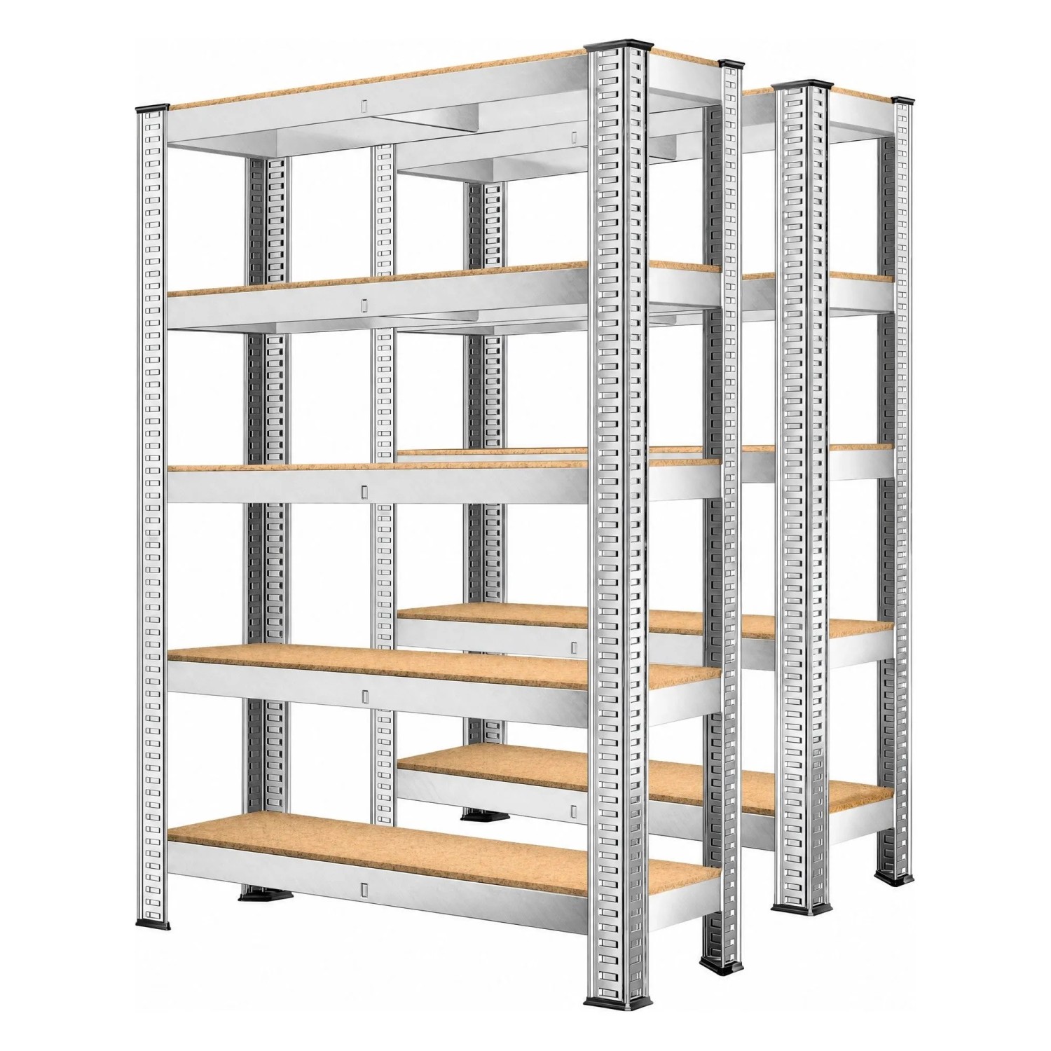 MASKO Schwerlastregale 180 x 90 x 40 cm 5 Böden 875 kg Silber 2er Set
