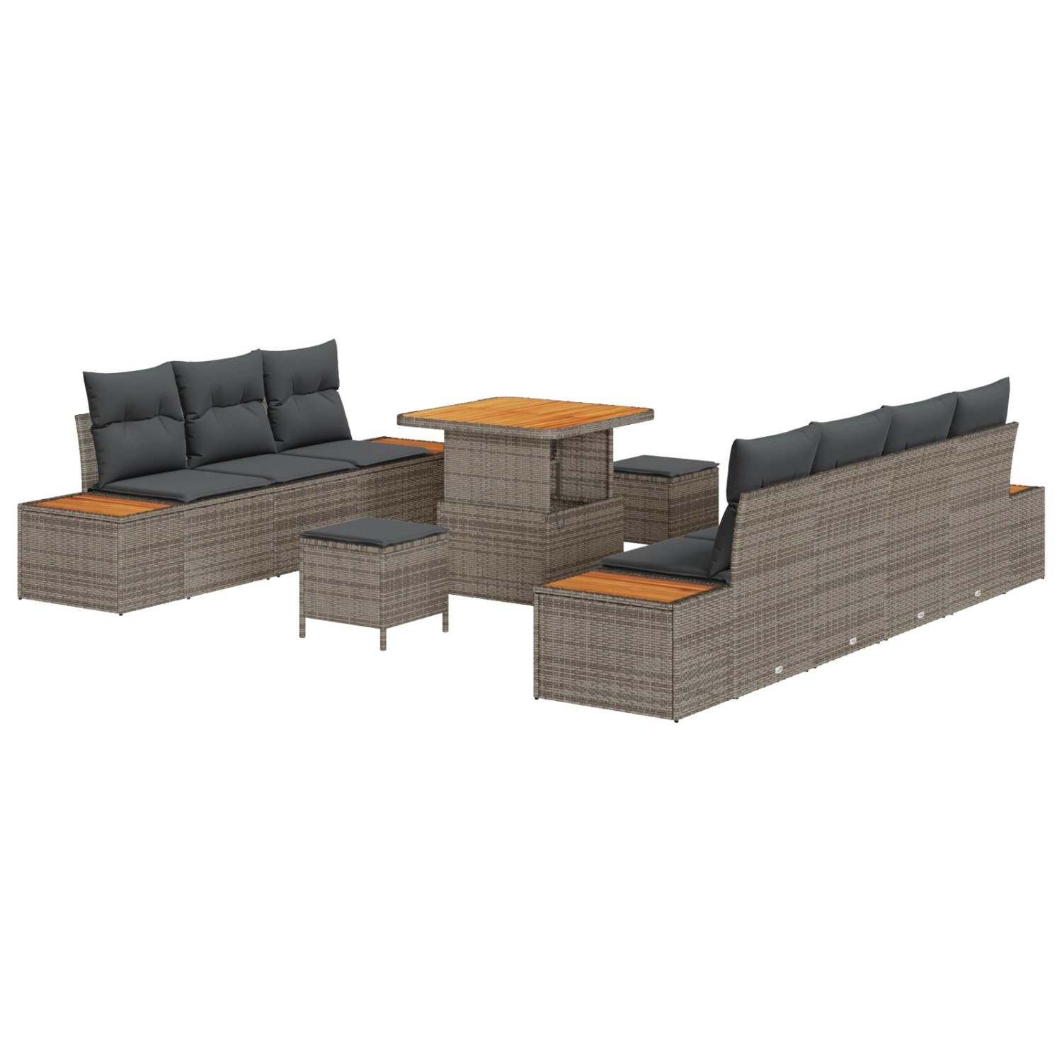 vidaXL Garten-Sofa-Set mit Kissen 10-Tlg Grau Poly Rattan 3362878 günstig online kaufen
