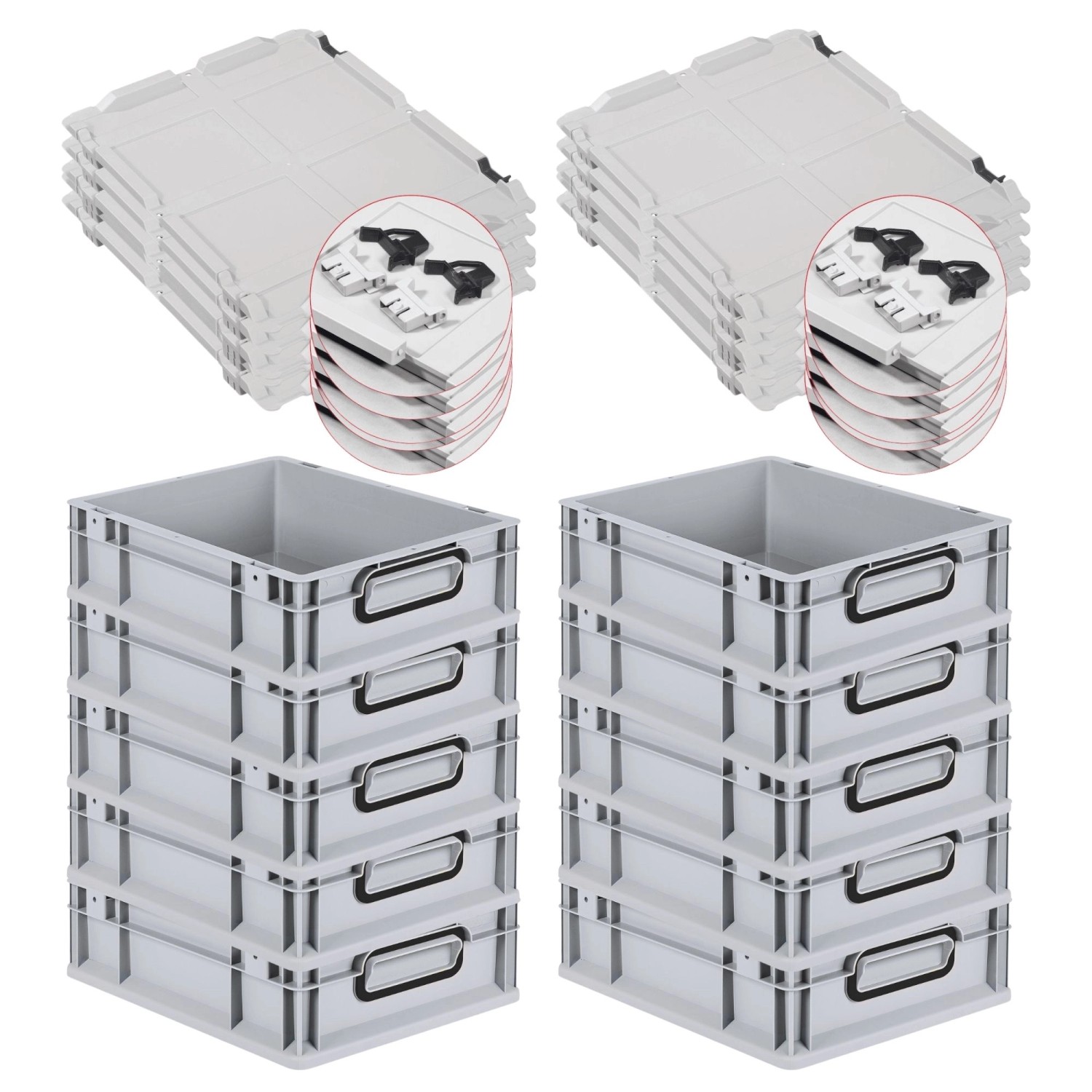 PROREGAL SuperSparSet 10x Eurobox Nextgen Color Mit Scharnierdeckel HxBxT 1 günstig online kaufen