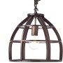 Antik-schwarze Pendelleuchte Matrix 2 (34 cm) mit Käfigschirm und sichtbarem Leuchtmittel.