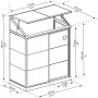 Skizze des Palram Canopia Minigewächshauses Lean To, 125x64 cm, silber, mit Maßangaben.