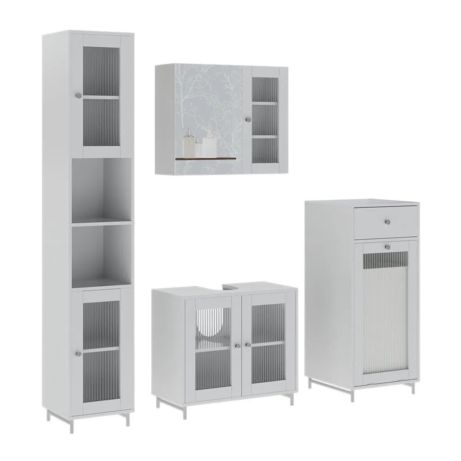 Vicco Badmöbel-Set Malte Weiß 60 x 58 4-teilig