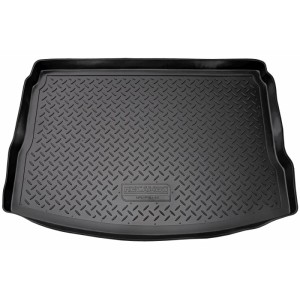 Schwarze Gummi Kofferraumwanne für Nissan Qashqai J10 (2007-2013) mit Reserveradmulde.