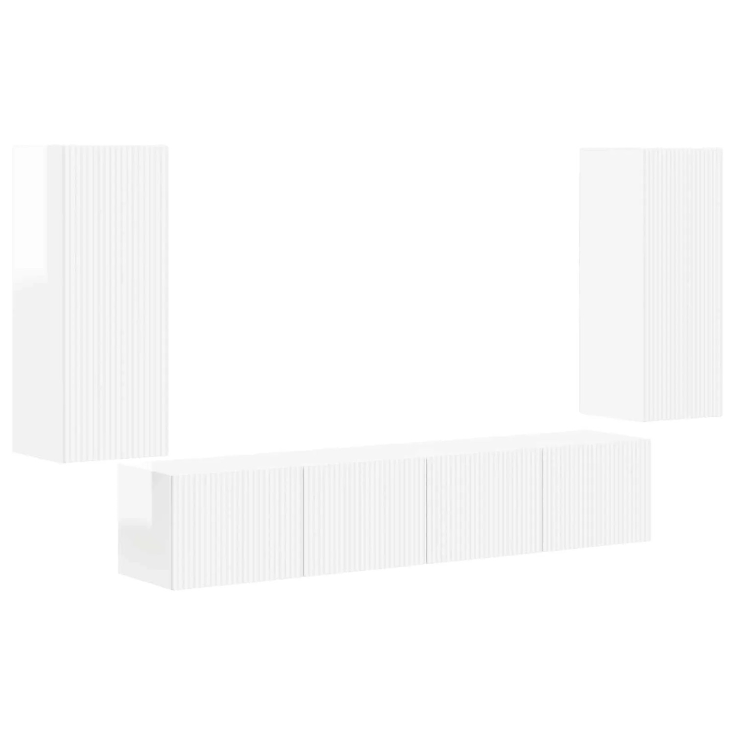 vidaXL TV-Wandregal-Set 4 Stk Hochglanz Weiß Holzwerkstoff 3408920