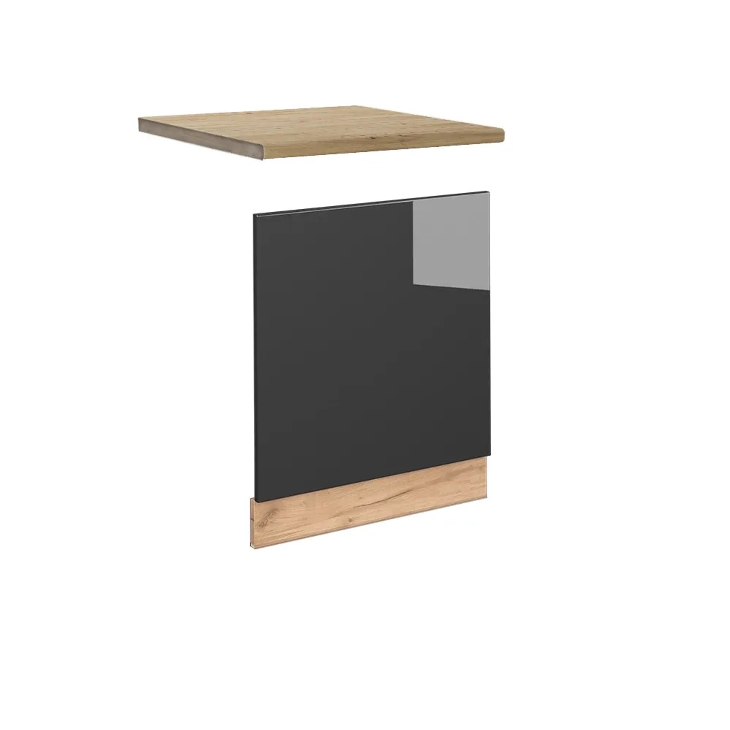 Vicco Frontblende Fame-Line Anthrazit Hochglanz/Goldkraft Eiche 60 cm AP Eiche