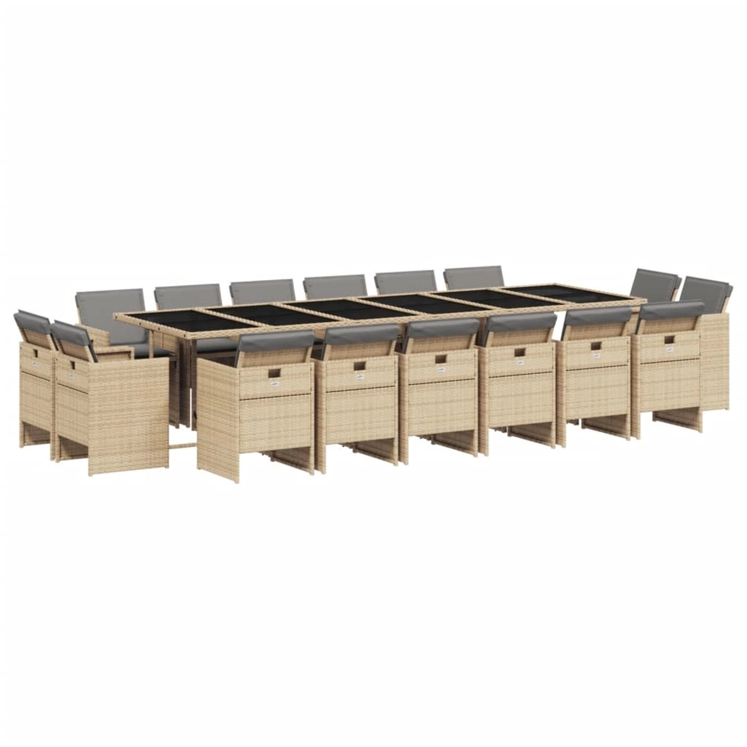 vidaXL 17-Tlg Garten-Essgruppe mit Kissen Beigemischung Poly Rattan 3277835 günstig online kaufen