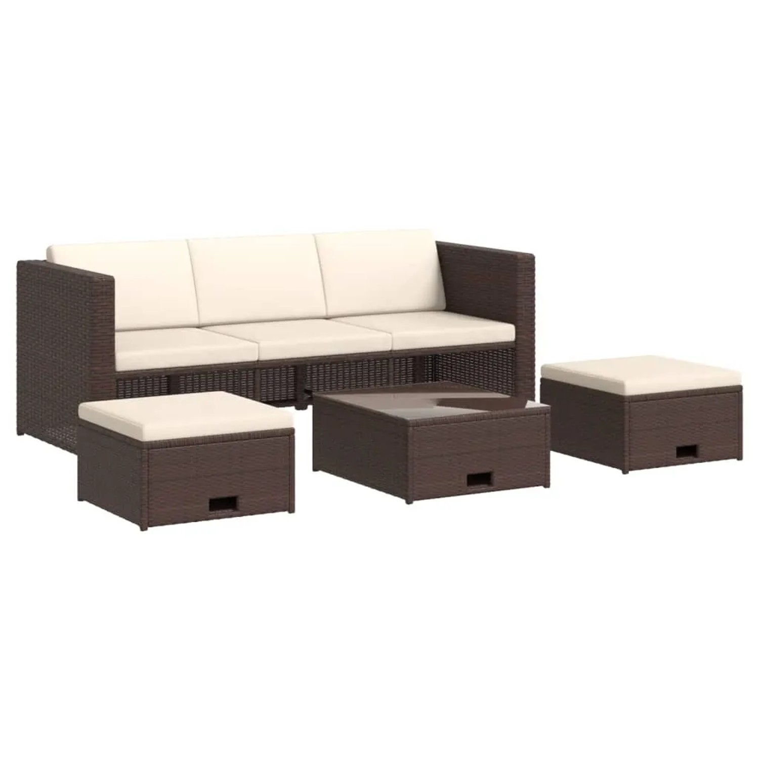 vidaXL 4-Tlg Garten-Lounge-Set mit Auflagen Poly Rattan Braun 43103