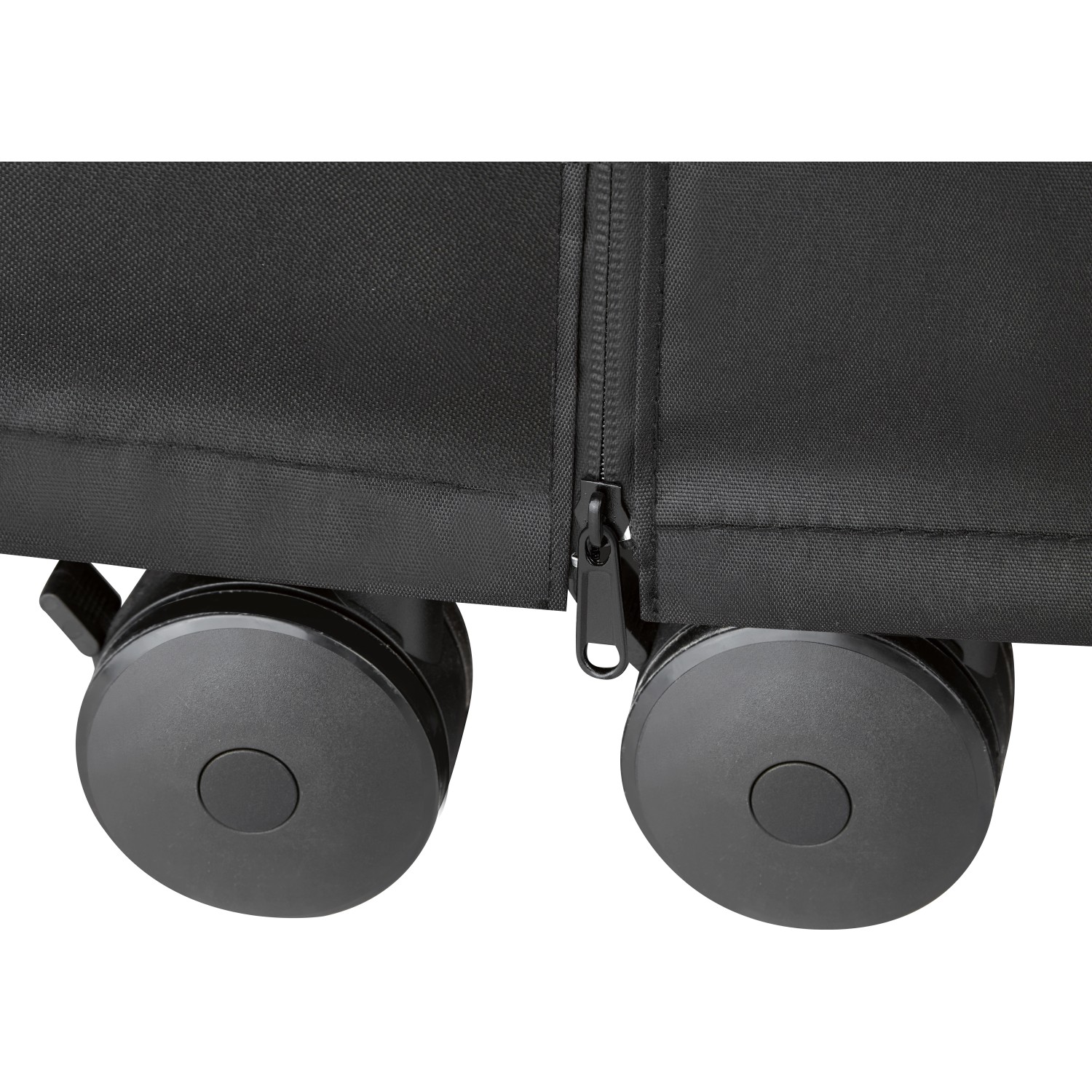 Jamestown Grill-Abdeckhaube für 6-Brenner Gasgrill Knox, Detailansicht Reißverschluss und Rollen.