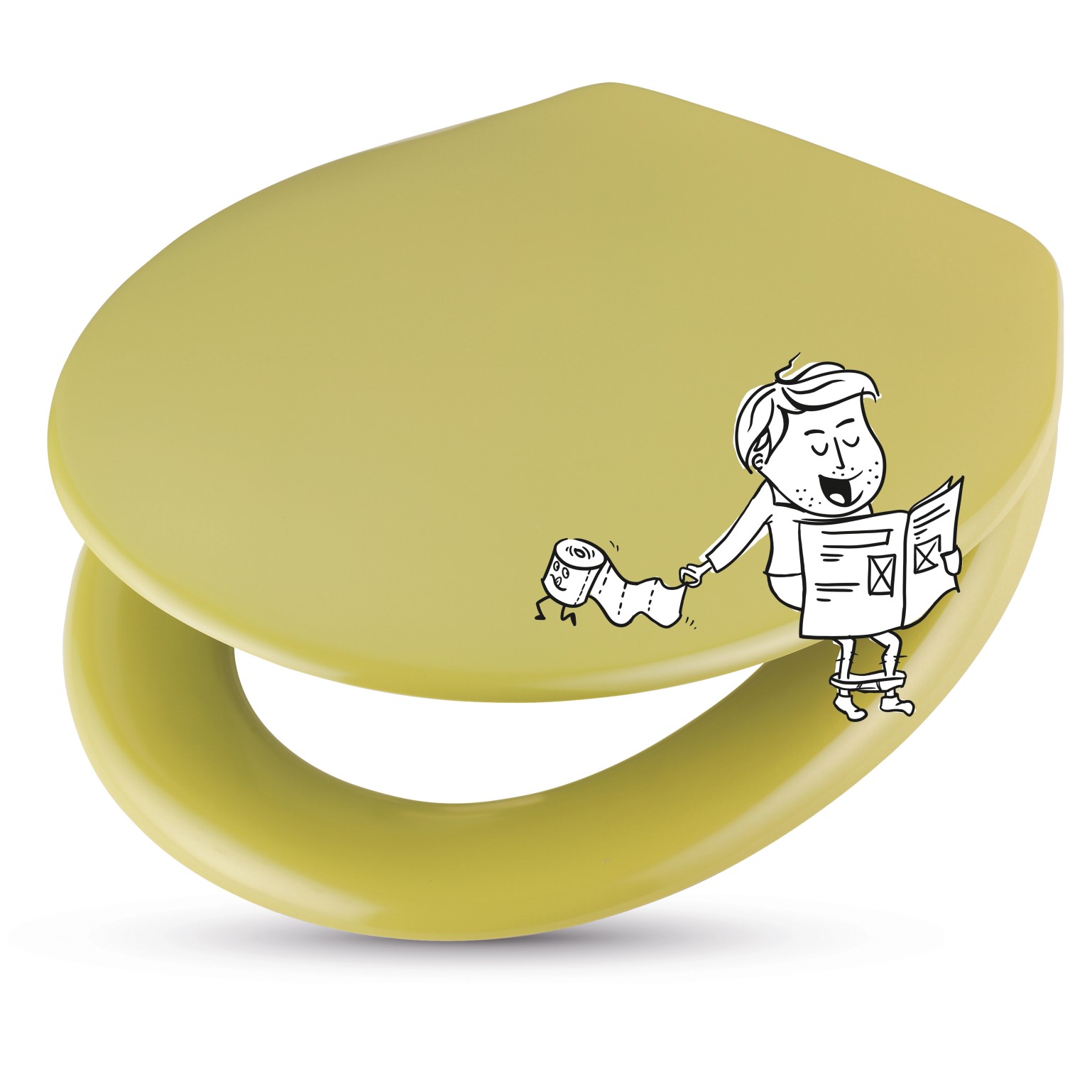 Baliv WC-Sitz Belida aus Duroplast in Grün mit Comic-Motiv.