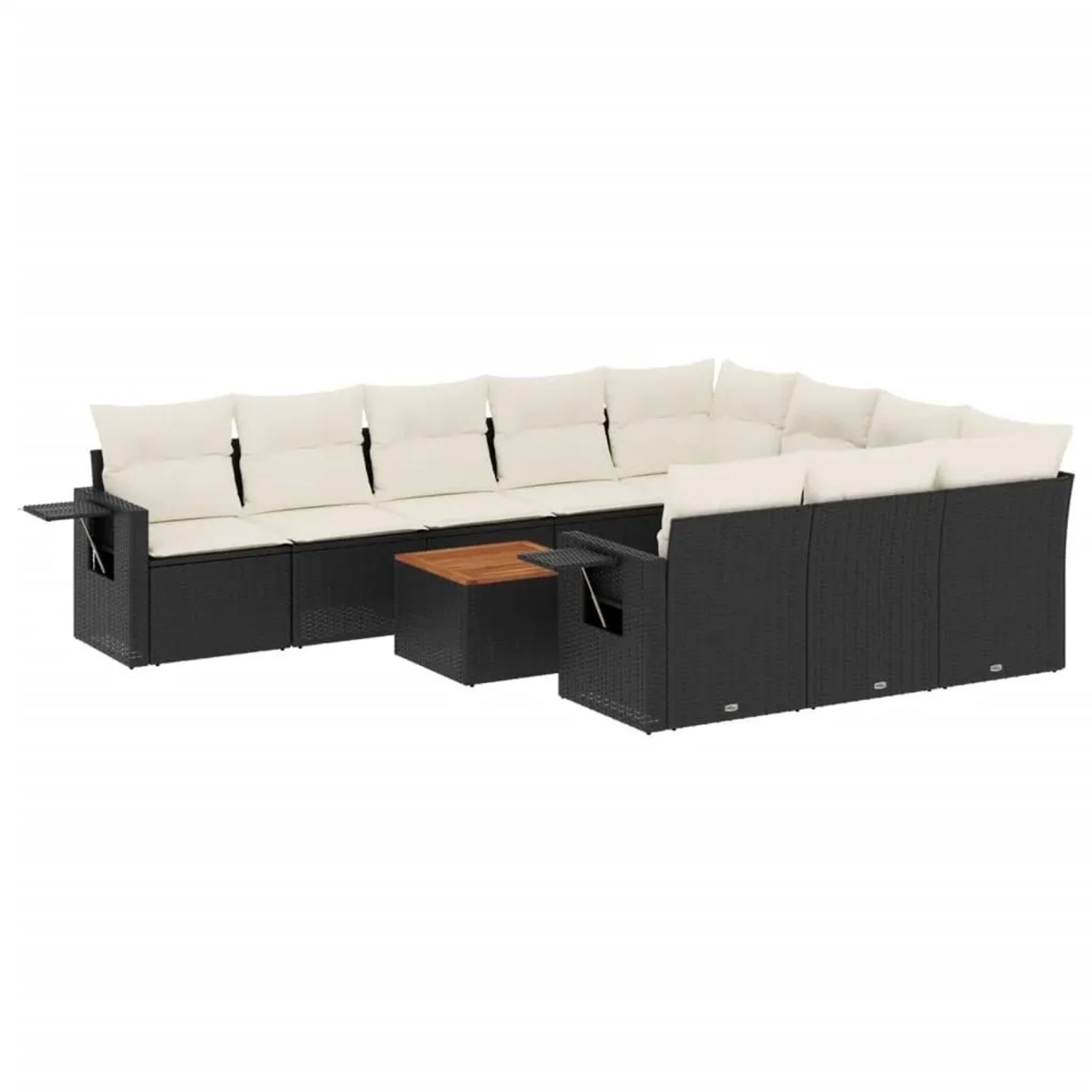 vidaXL 11-Tlg Garten-Sofagarnitur mit Kissen Schwarz Poly Rattan 3224740 günstig online kaufen
