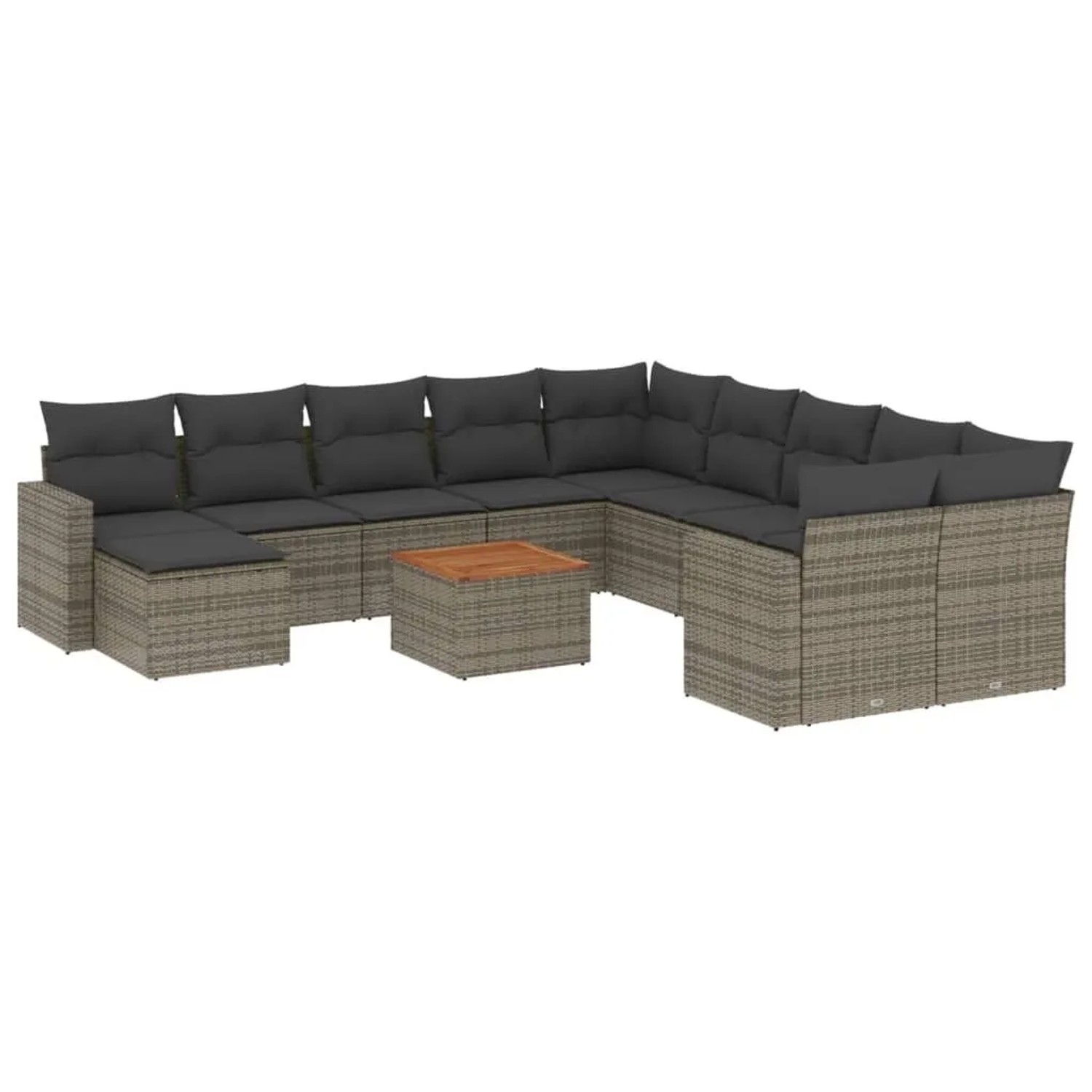 vidaXL 12-Tlg Garten-Sofagarnitur mit Kissen Grau Poly Rattan 3224422
