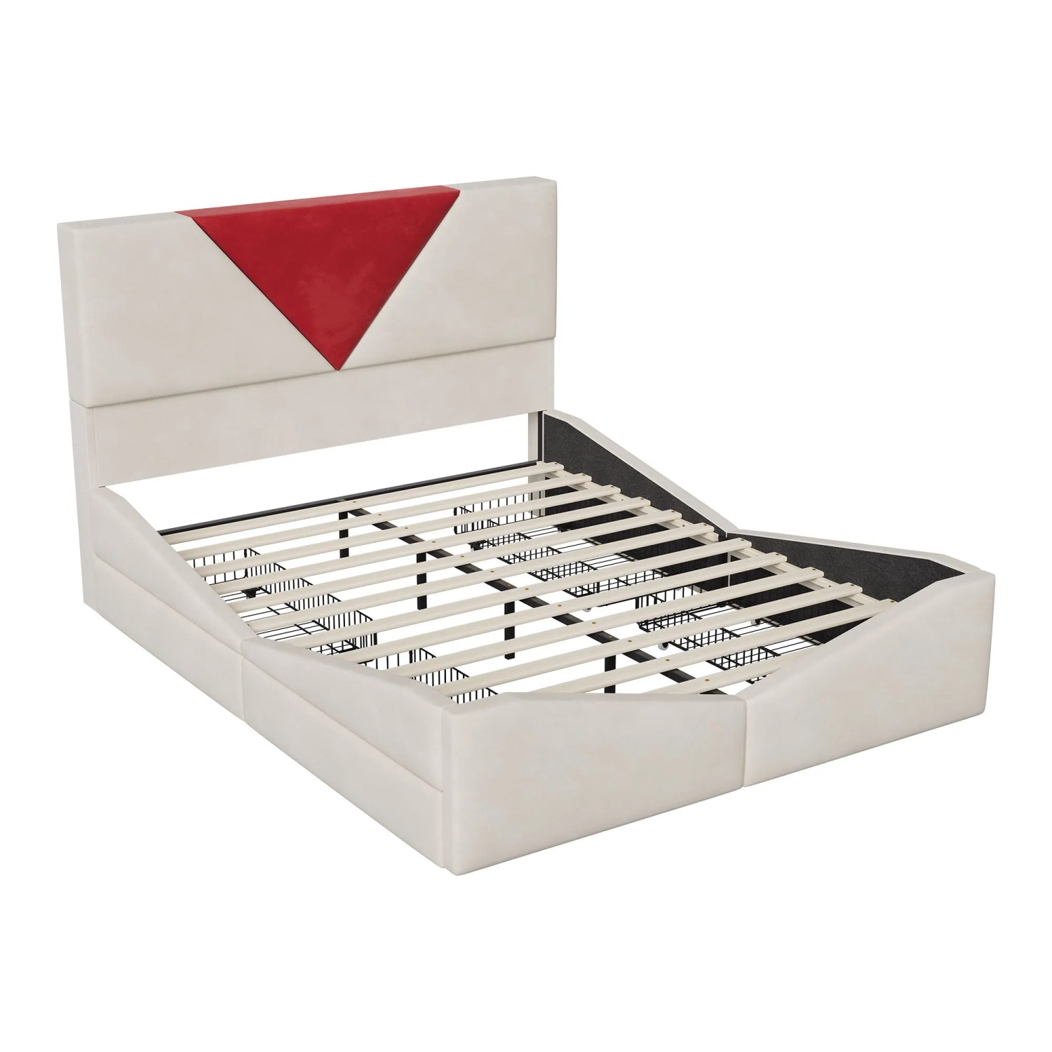 PXloue Bettgestell Polsterbett 140x200 mit Schubladen et Metalllattenrost