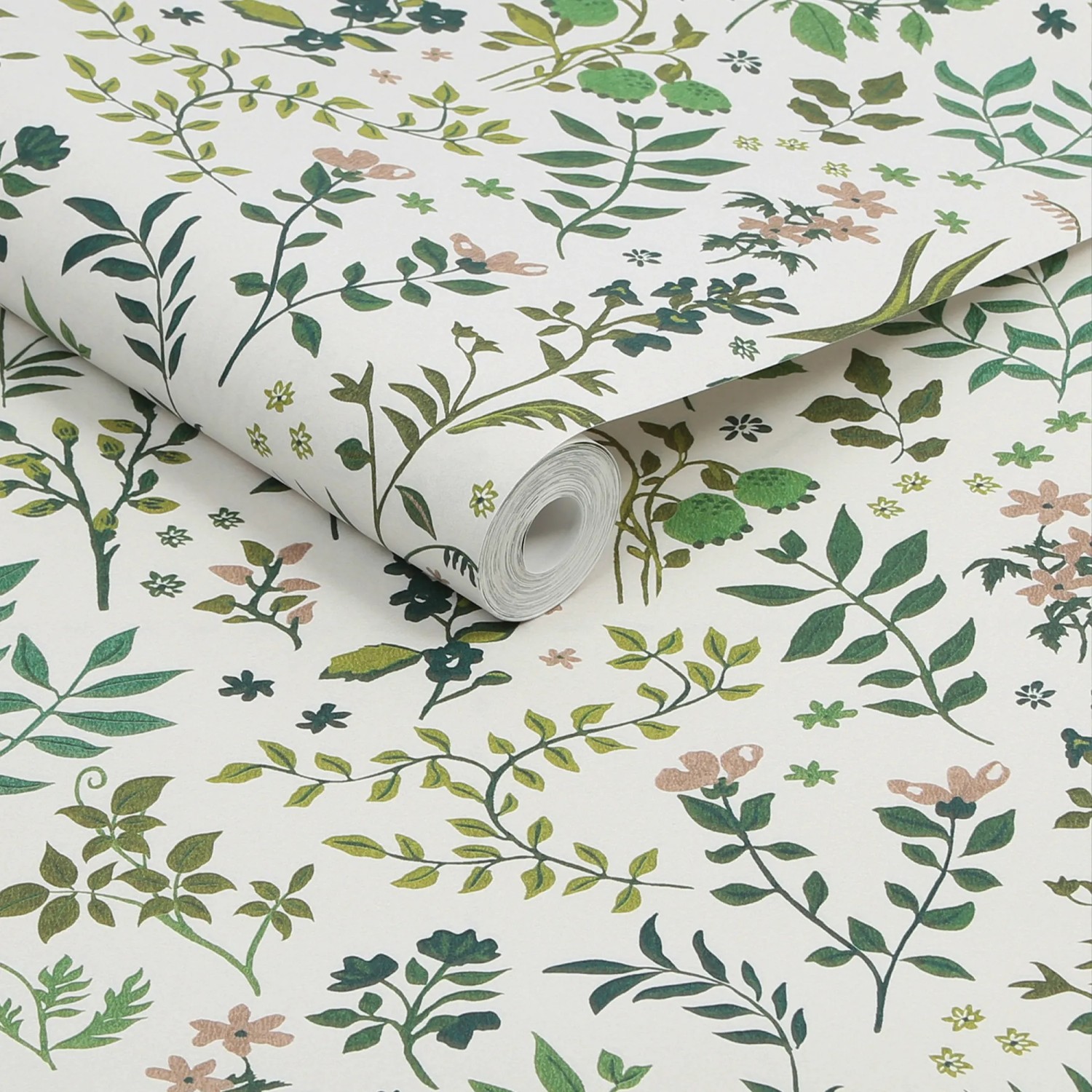 Joules Vliestapete Holcombe Floral, weiß-grün mit Blumenmuster. Dekorative Tapete für stilvolle Wände.