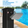 Outsunny Solardusche aus ABS und Zinklegierung, schwarz, mit schwenkbarem Duschkopf vor Pool.