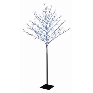 LED-Baum, 150 cm, mit transparenten Blüten und 180 LEDs für Innen & Außen.