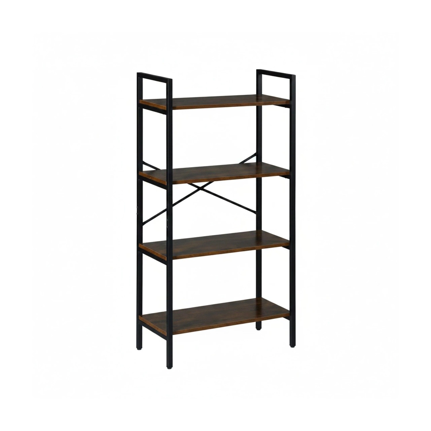 Relaxdays Bücherregal Metall Holzwerkstoff Schwarz Braun 122 cm x 60 cm x 32 cm