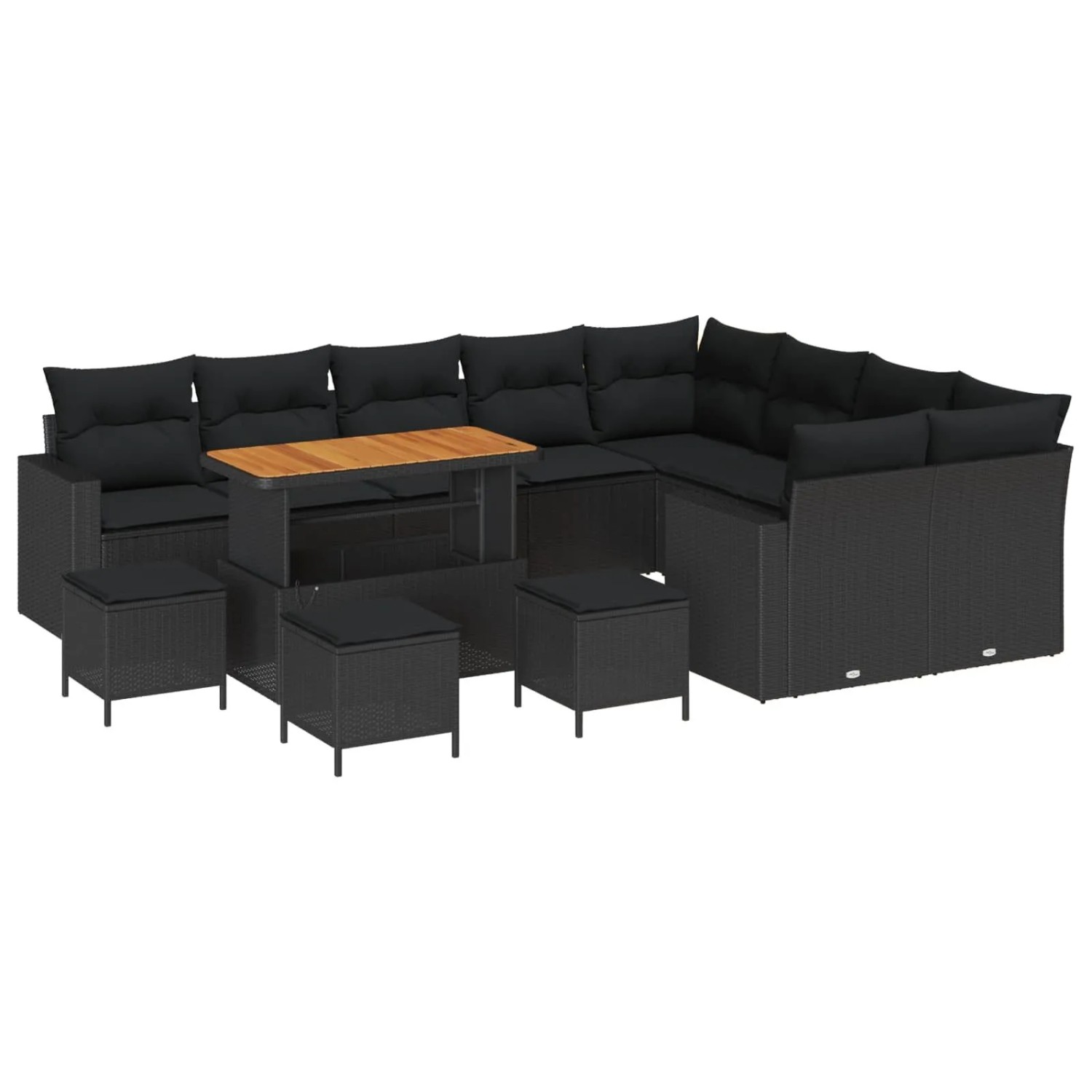vidaXL Gartensofa-Set mit Kissen 14 Stk Schwarz Poly-Rattan 3363609 günstig online kaufen
