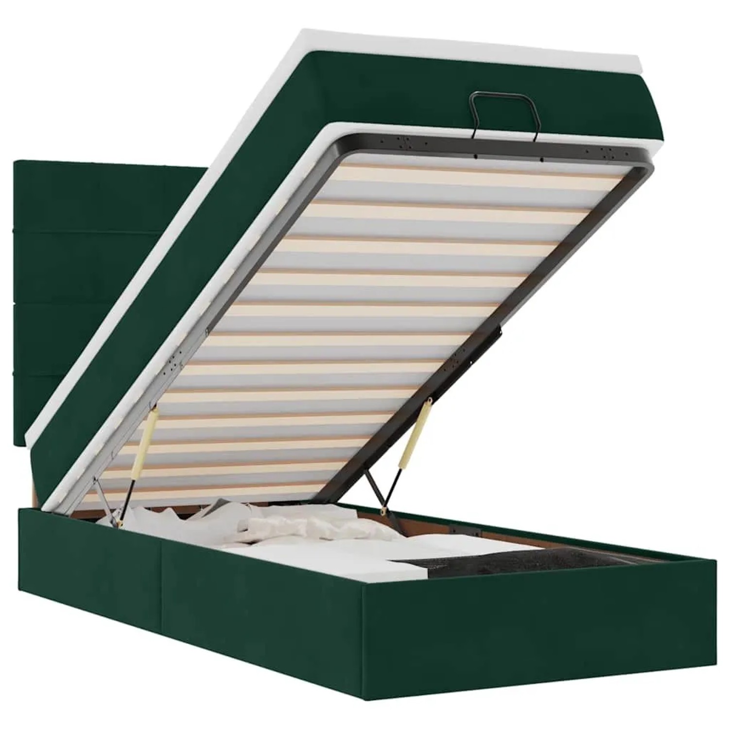 vidaXL Ottoman-Bett mit Matratzen & LEDs Dunkelgrün 90x190 cm Samt 3314291