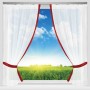Arsvita Gardinenset, rot/weiß, mit Stangendurchzug, Satin, 140x120cm. Fenstervorhang mit Raffhaltern.