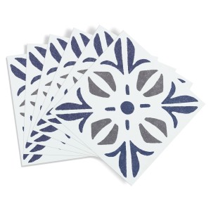 d-c-fix Wandfliesen Cubia, 6er-Set, blau-graues Muster für Wanddekoration.