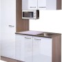 Flex-Well Singleküche 150cm, weiß hochglanz/Sonoma Eiche, mit Spüle und Mikrowelle.