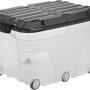 Rotho Rollbox Roller 6, 57 l, transparente Aufbewahrungsbox mit grauem Deckel und 6 Rollen.