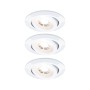 3er Set schwenkbare LED Einbaustrahler, 3000K warmweiß, weißes Gehäuse.