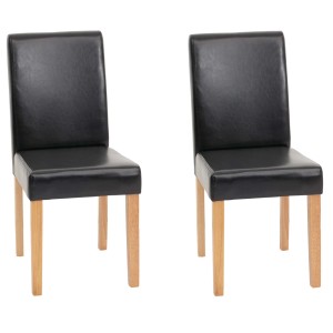 CHEFGASTRO Esszimmerstuhl 2er-Set Klassisch & Zeitlos 90x43x56cm Sitzhöhe 45cm Leder Helle Beine Schwarz
