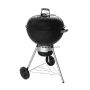 Schwarzer Weber Holzkohlegrill Original Kettle Premium 57 cm mit Deckelthermometer und Aschetopf.
