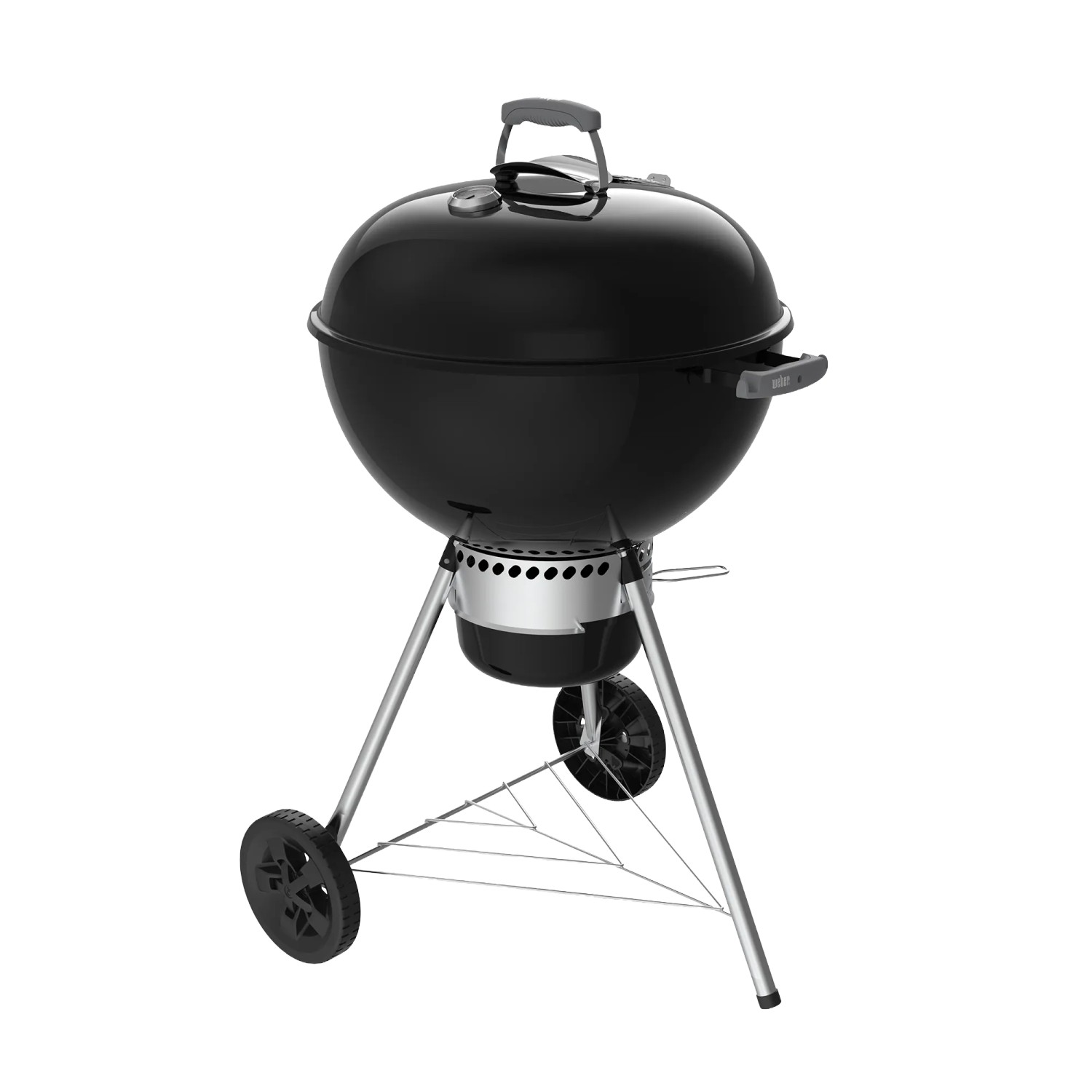 Schwarzer Weber Holzkohlegrill Original Kettle Premium 57 cm mit Deckelthermometer und Aschetopf.