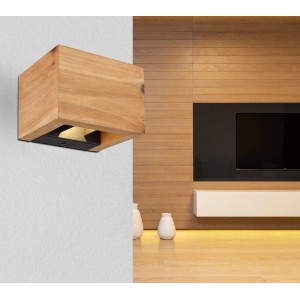 Moderne Globo LED-Wandleuchte Alina aus dunklem Holz, 1-flammig, für stimmungsvolle Beleuchtung.