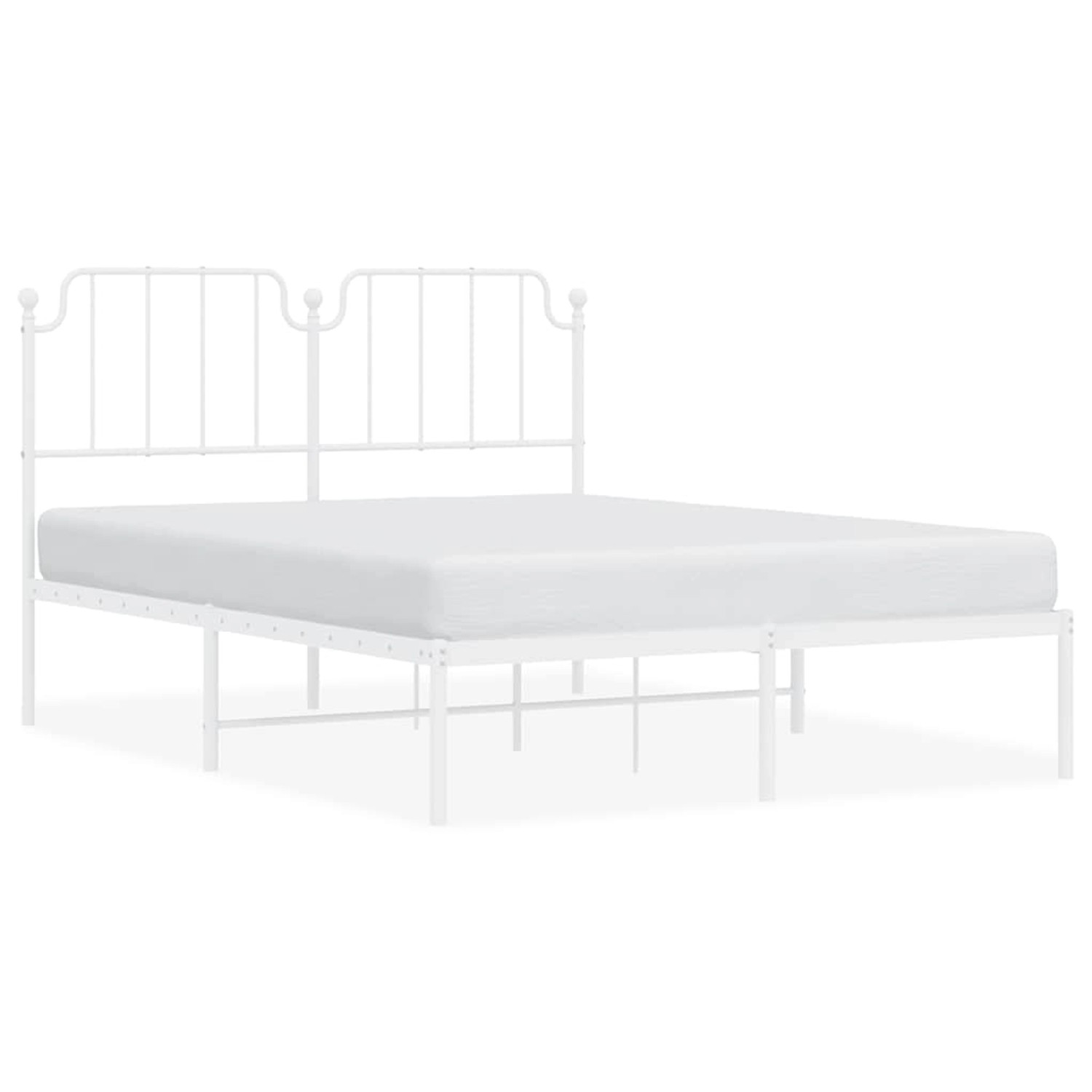 vidaXL Bettgestell mit Kopfteil Metall Weiß 135x190 cm 373935 günstig online kaufen