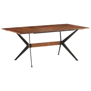 vidaXL Esstisch aus Mango Massivholz, 180x90 cm, mit schwarzem Metallgestell.
