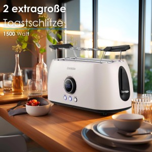 Steinborg SB-2214 XXL 4 Scheiben Toaster Digitales Display 1500 Watt Beige