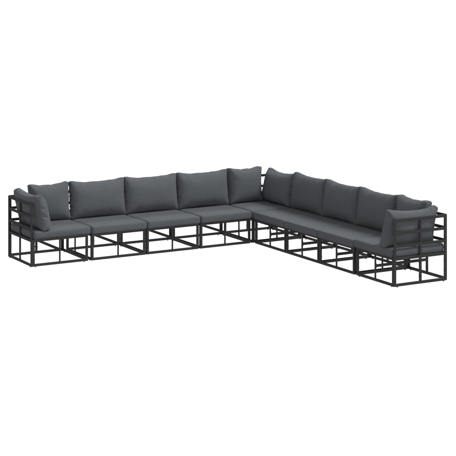 vidaXL Garten-Sofa-Set mit Kissen 9-Tlg Schwarz Aluminium 3378876 günstig online kaufen