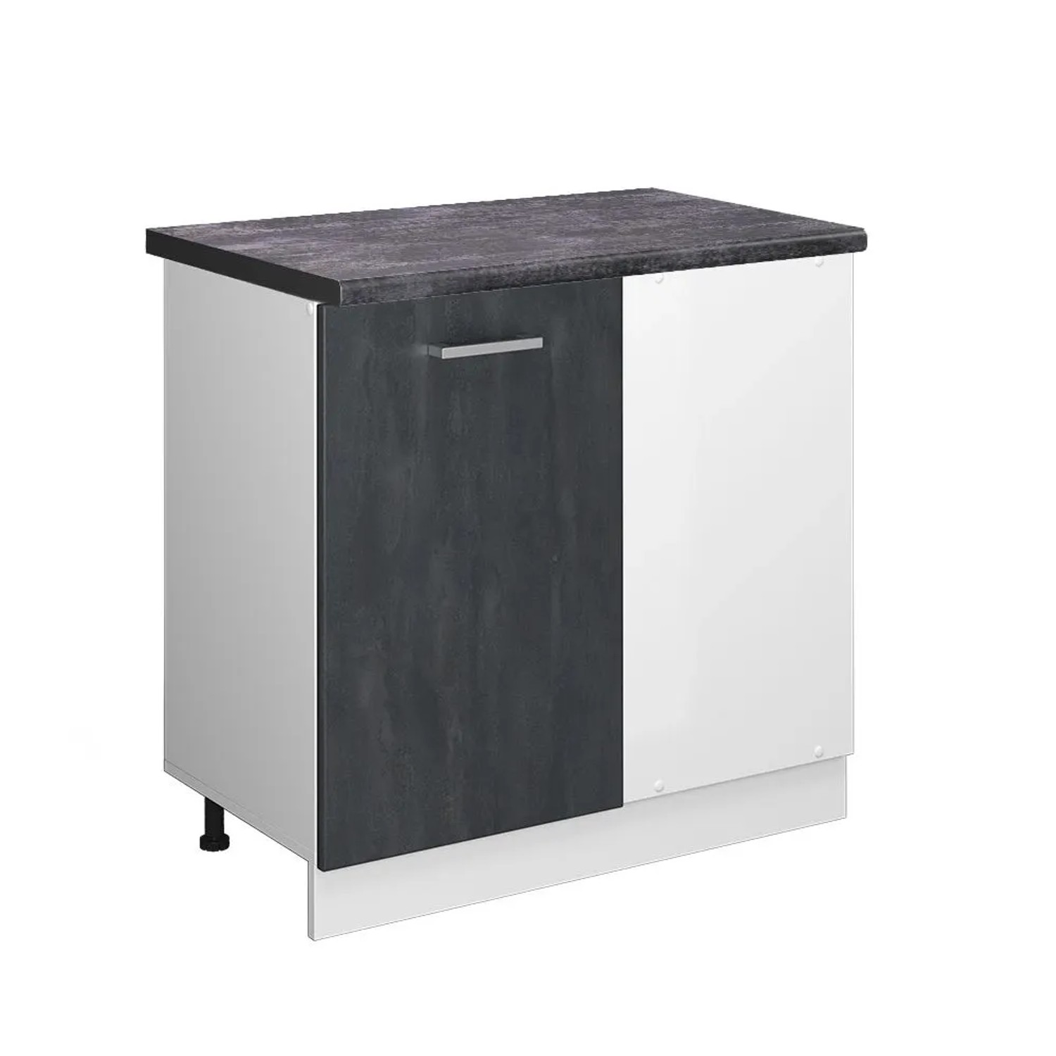 Vicco Eckunterschrank R-Line Küchen Eckschrank Schwarz Beton Weiß 86 cm AP Anthrazit